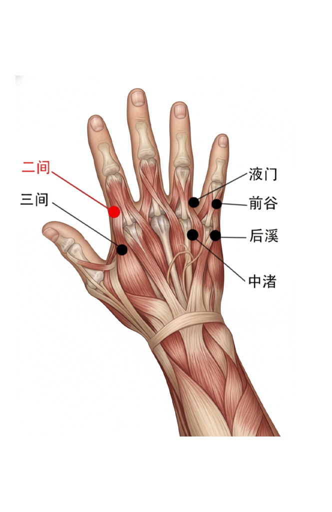 二间穴 / LI-2 / Erjian  / Second Space Point / 荥穴  Ying-Spring Point